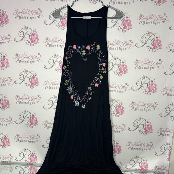 Los Angeles dress chain link heart charms luxury maxi dress black multicolor - Picture 7 of 7